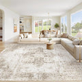 Area Rug 9x12 Washable Rug, Vintage Boho Medallion Rugs Non-Slip Soft Low Pile by VECARF