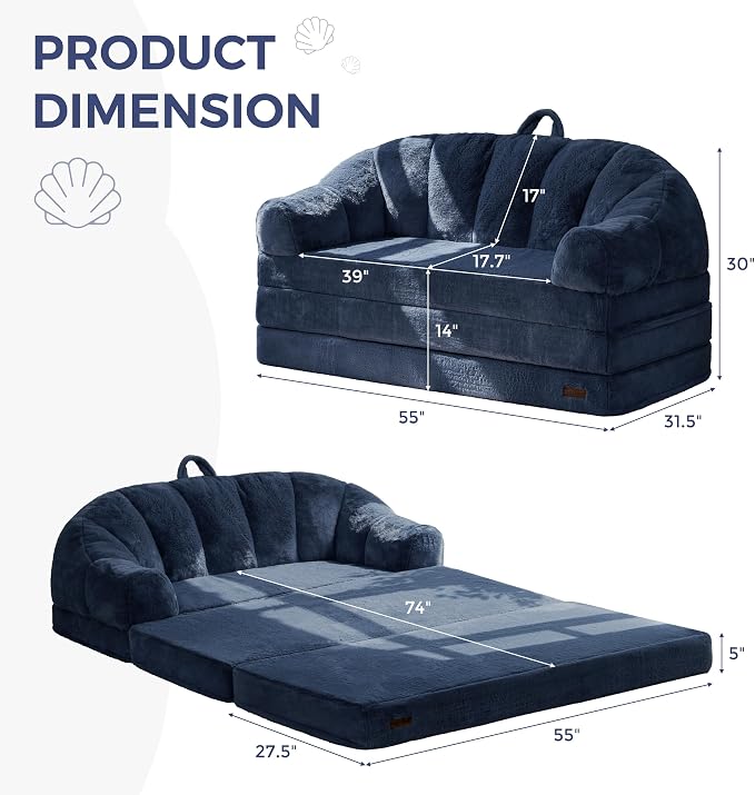 MAXYOYO Folding Sofa Bed, 2 in 1 Convertible Sofa to Lounger | Comfy Loveseat - Image 2
