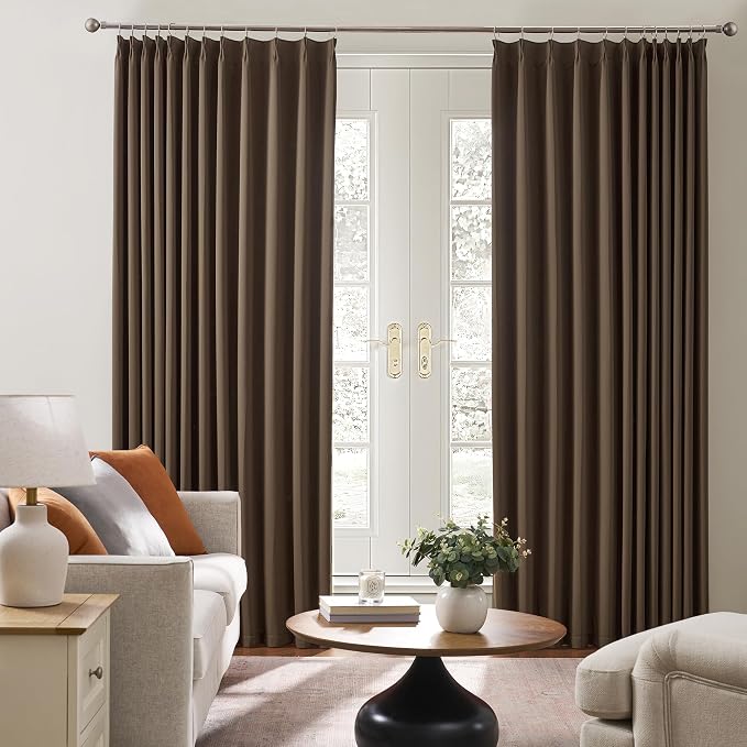 Brown Blackout Curtains 144 Inches Long 12 feet Tall, Extra Long Pinch Pleats - Image 4