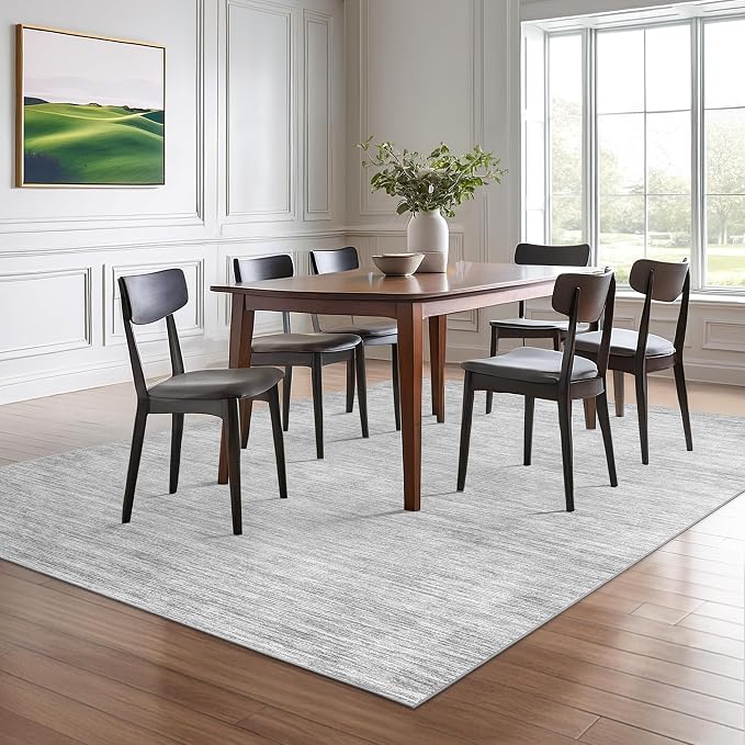 8x10 Area Rugs for Living Room, Large Washable Rug Non Slip Grey | Soft Low Pile - Image 5
