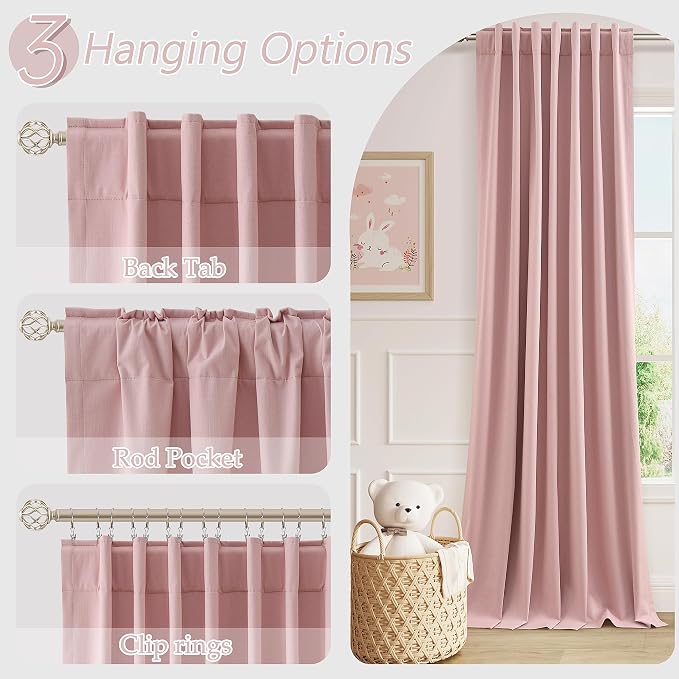 100% Blackout Curtains 80 Inch Length 2 Panels Set - Image 6