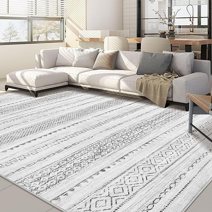 Nakagishi Boho 6x9 Area Rug Living Room Rugs Machine Washable Gray | Soft by NakagishiAreaRug