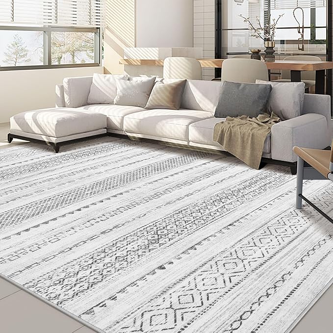 Nakagishi 7x10 Area Rug Living Room: Washable Boho Large Neutral Modern Soft by NakagishiAreaRug
