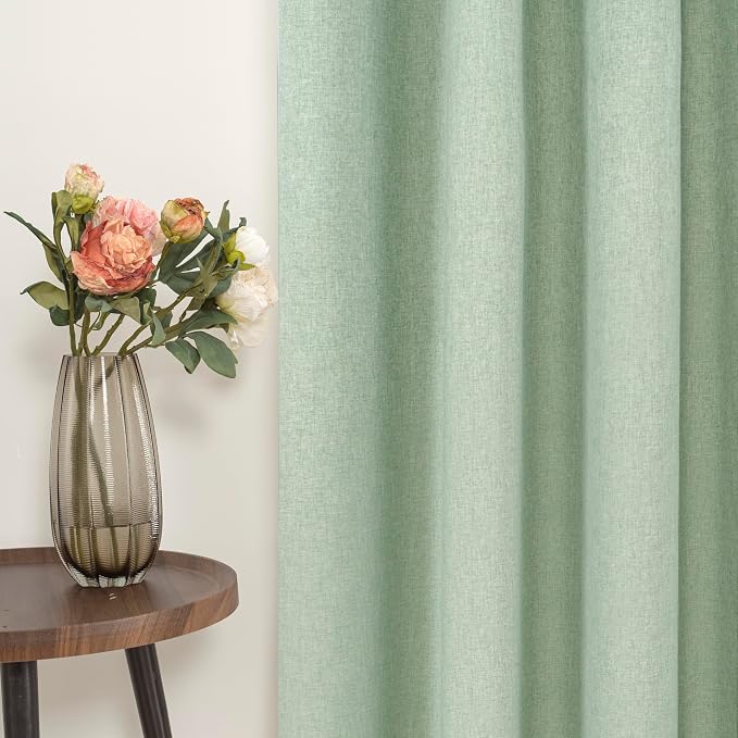 YoungsTex Light Green Linen Blackout Curtains 68 Inch Length - Image 7