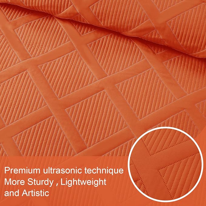 Exclusivo Mezcla Quilts Queen Size, Burnt Orange | Soft Bedspreads - Image 4