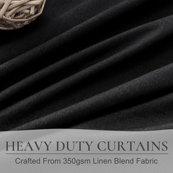 QJmydeco Long Black Curtains for Living Room Black Out Drapes for Bedroom - Image 5