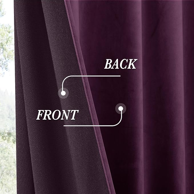 RYB HOME Eggplant Purple Velvet Curtains 84 inches - Image 5