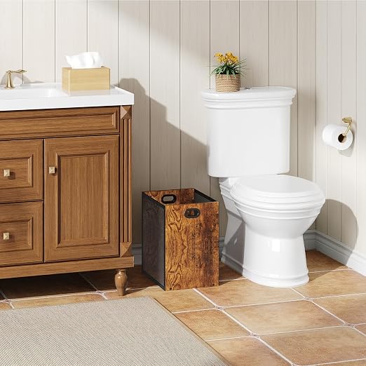 Huxitocan Retro Office Trash Can, Iron and Wood Combination Bedroom Garbage Can - Image 9