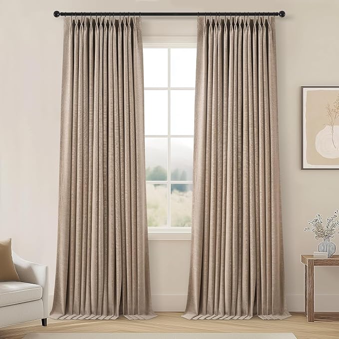 Topfinel 102 Inches Long Linen Blackout Curtains, Floor to Ceiling Pinch by Topfinel