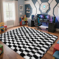 Black and White 6x9 Area Rugs for Bedroom, Fluffy Shag Rug Bedside Carpet | by Yongyangjuxi