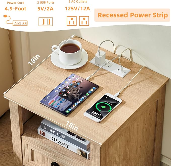 Joaxswe 18" Farmhouse Nightstand - Image 6