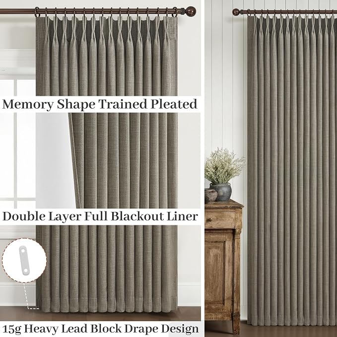 Natural Linen Blackout Patio Sliding Glass Door Curtains 92 Inches Long 2 - Image 4