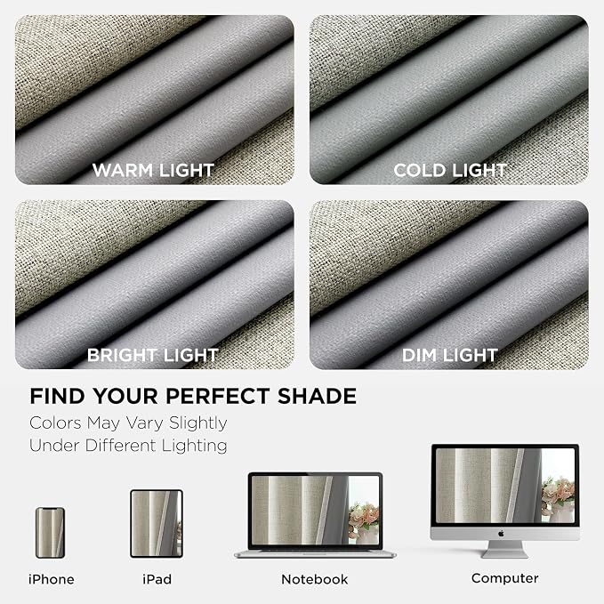 Joydeco Light Beige Blackout Curtains 120 Inches Long, Extra Long Curtains 120 - Image 9