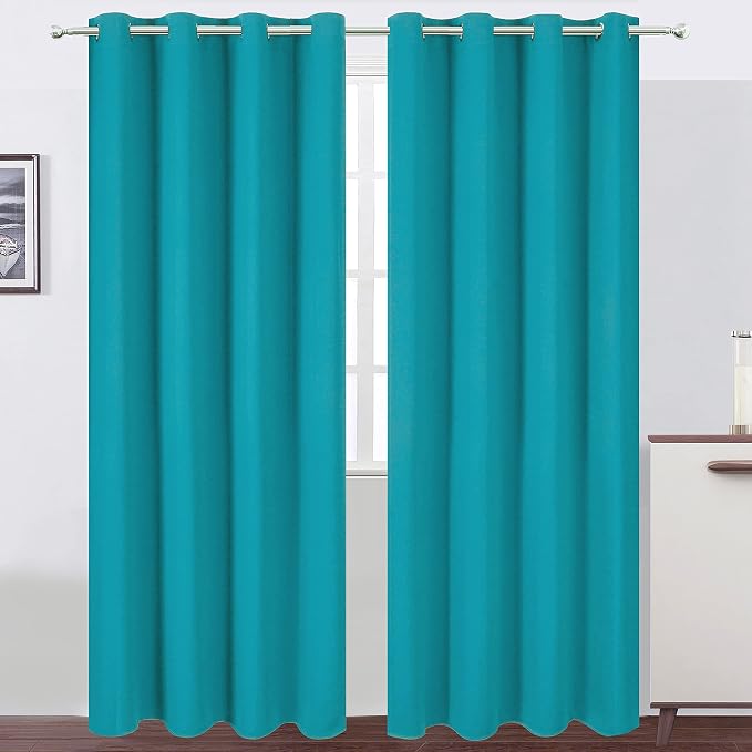 Teal Blackout Curtains/52 x 108 Inch/Set of 2 Panels Room Darkening Thermal by Lemomo