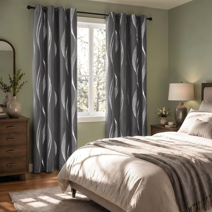 Deconovo Curtains for Living Room, Pattern Blackout Curtains 72 Inches Long | - Image 6