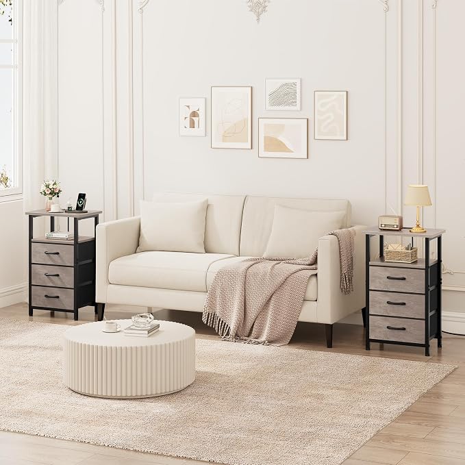 Nightstand with Charging Station, Bedside Table with USB Ports and Outlet - Image 5