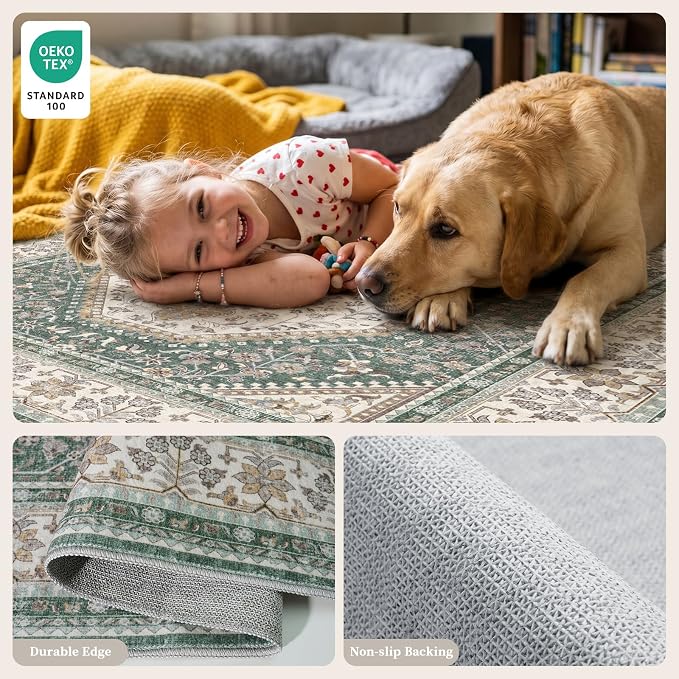 9x9 Round Washable Area Rug - Image 4