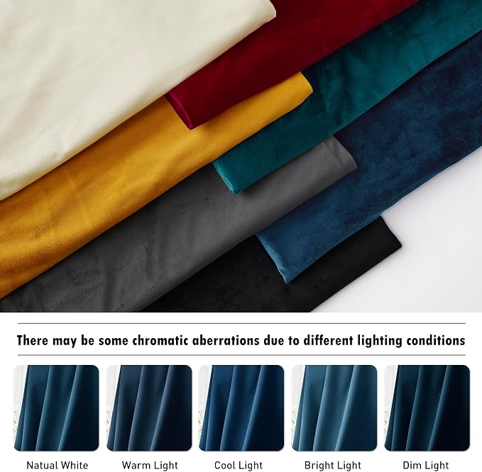RYB HOME Navy Blue Velvet Blackout Curtains 94 inches Bedroom Living Room | - Image 7