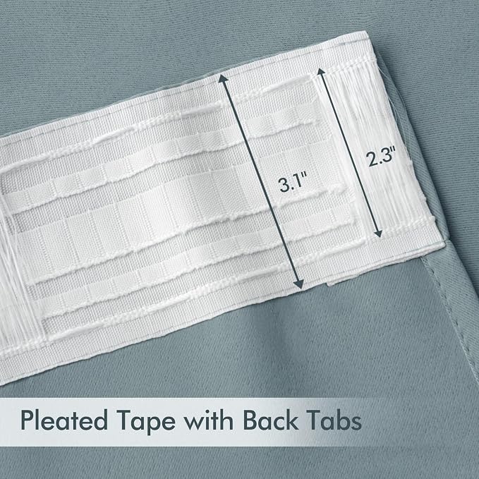 MIULEE Slate Blue Back Tab Blackout Curtains 52x63 Inches Long 2 Panels Set | - Image 4
