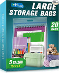 HIBAG 5 Gallon Large Storage Bags, 15” x 18” Resealable Clear Bags by HIBAG