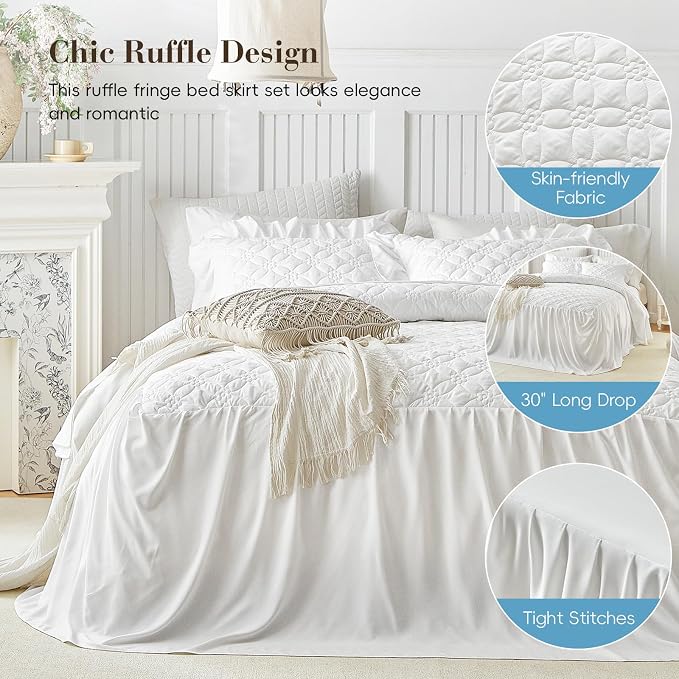 Ruffle Skirt Bedspread Set Flower Style - Image 6