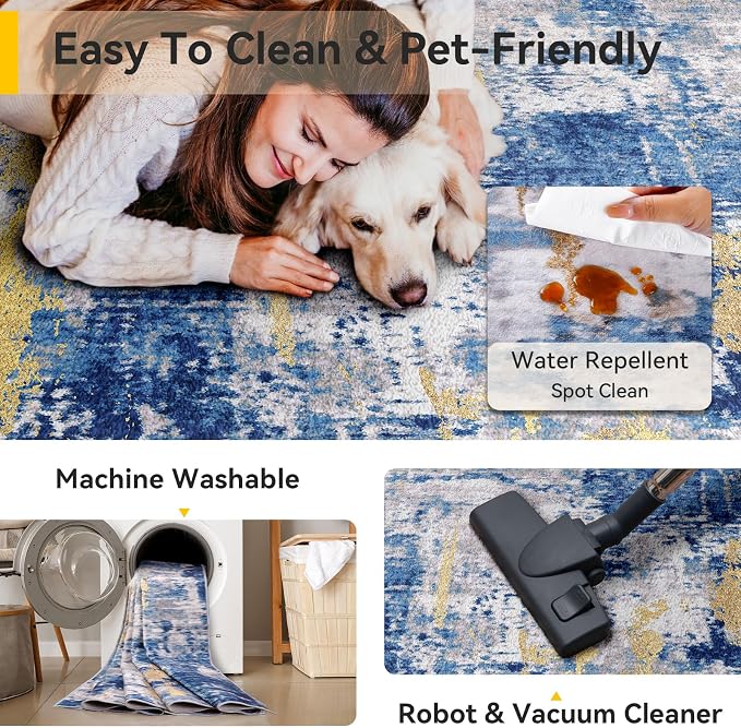 RELEANY Washable 5'x7' Abstract Area Rug - Image 3