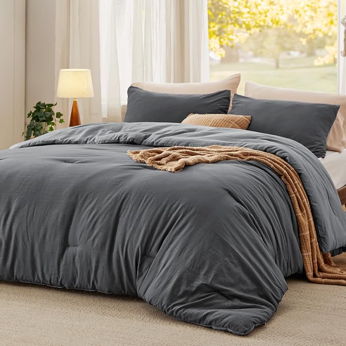 Bedsure Full Comforter Set, Dark Gray Soft Prewashed Bedding by Unknown