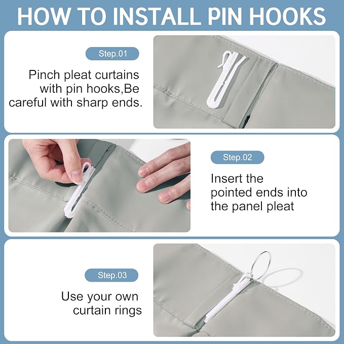 Etherealveil Light Gray Pinch Pleated Blackout Curtains 2 Panels 40"x102" | - Image 7