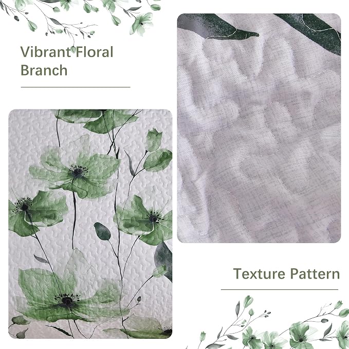 Mybedsoul King Quilt Set Sage Green, Reversible Polyester Coverlet Set - Image 4