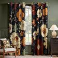 jinchan Black Boho Floral Blackout Curtains 96 Inch Grommet 2 Panels | Room by JINCHAN