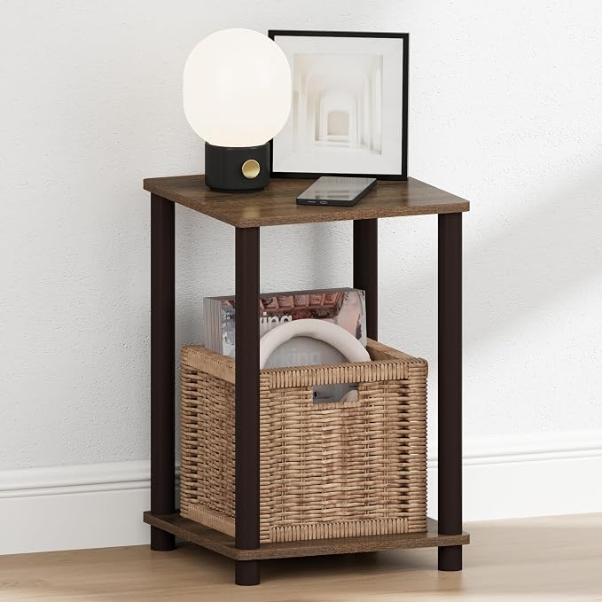 Furinno Turn-N-Tube Night Stand, 2-Tier Open Shelf Design Nightstand, Toolless - Image 4