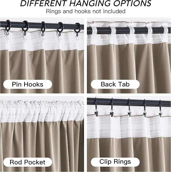 RYB HOME Camel Beige Velvet Curtains 84 inches Long - Image 2