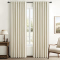Warm Cream Thick Linen Black Out Curtains 86 Inch Long by QJMYDECO