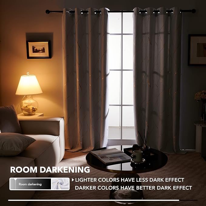 Deconovo Curtains for Living Room, Pattern Blackout Curtains 108 Inch Long | - Image 6
