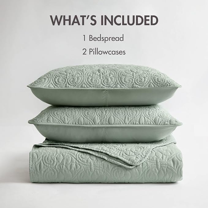 Madison Park Queen Quilt Bedding Set, Cottage-Inspired Damask, Classic Stitch - Image 6