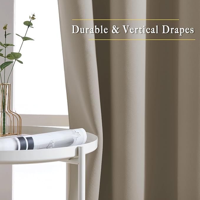 NICETOWN Blackout Taupe Curtains 84 inches Long, Grommet Room Darkening Thermal - Image 5