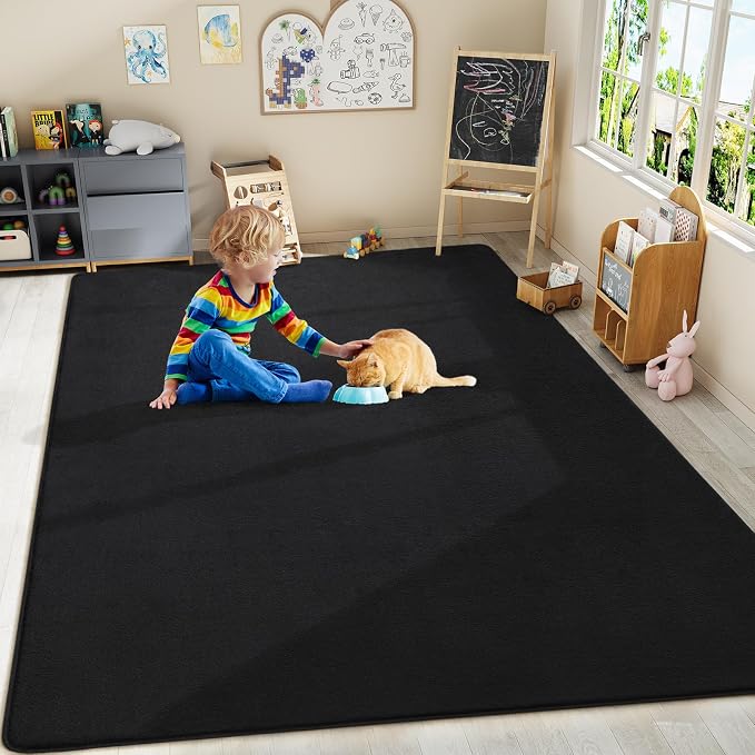 Large Area Rugs for Bedroom Living Room, 6x9 Black Memory Foam Rug | Thickened - Image 9