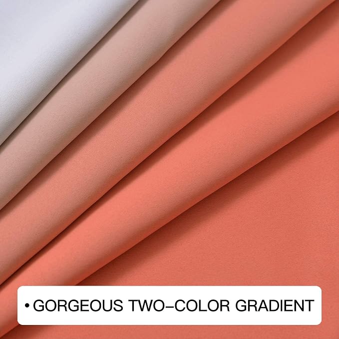 COSVIYA Curtains & Drapes Grommet Ombre Coral Curtains W52 x L84 Inch | - Image 4