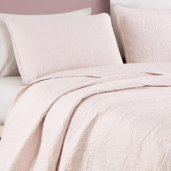 Chezmoi Collection Austin Full/Double Oversized Bedspread Set, 3-Piece Pinsonic - Image 2