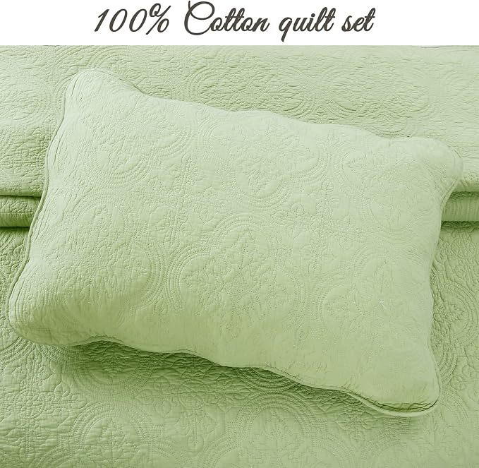 Cozy Line Home Fashions 100% Cotton Medallion Matelasse Embossed Bedding Quilt - Image 2