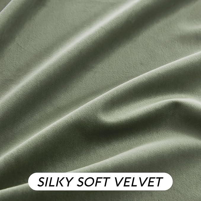 RYB HOME Sage Green Velvet Curtains 63 inches Length - Image 3