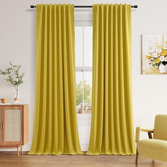 100% Blackout Curtains 90 Inch Length 2 Panels Set by Guken