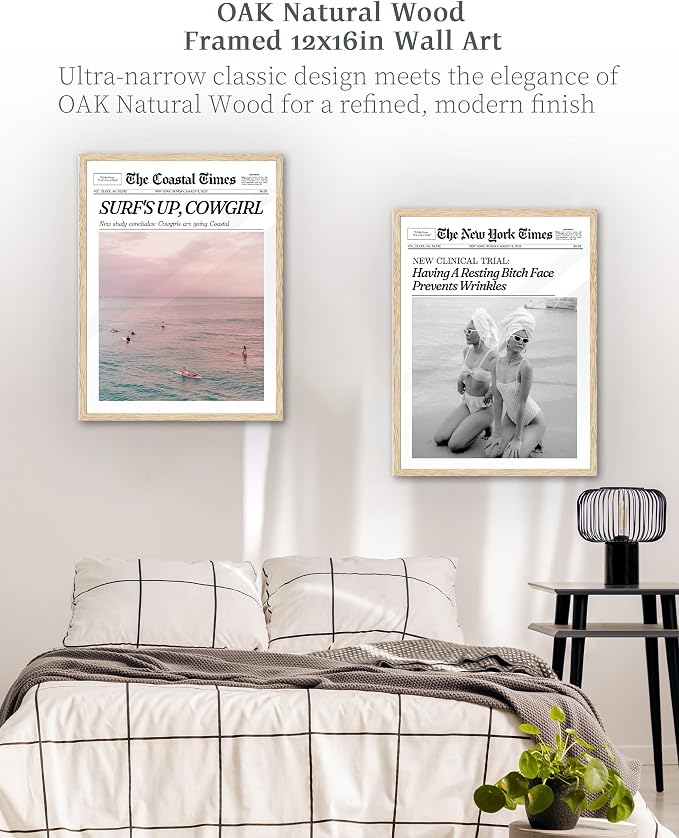 iHery 12x16in Surf’s Up Cowgirl Unframed Newspaper Wall Art | Unframed Canvas - Image 6