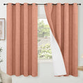 Terracotta Linen Blackout Curtains 63" Long Each 60 Wide 2 Panels | Thermal by Lajode