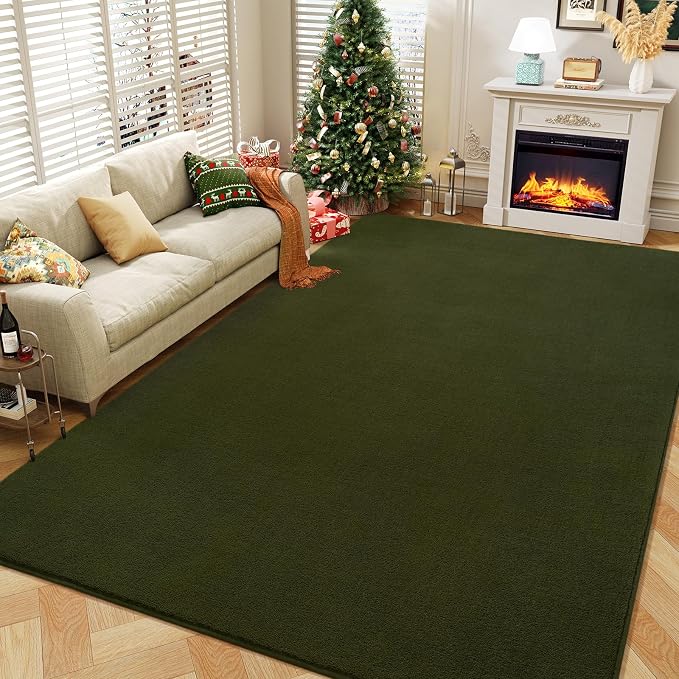 Olive Green Area Rugs for Bedroom Living Room, 4x6 Memory Foam Rug | Thickened - Image 7