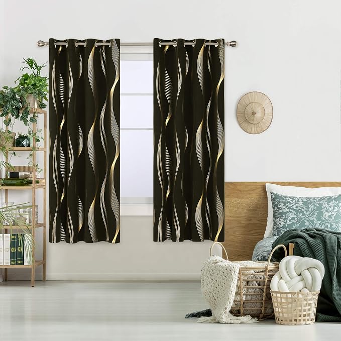 Deconovo Curtains for Living Room, Pattern Blackout Curtains 72 Inches Long | - Image 2