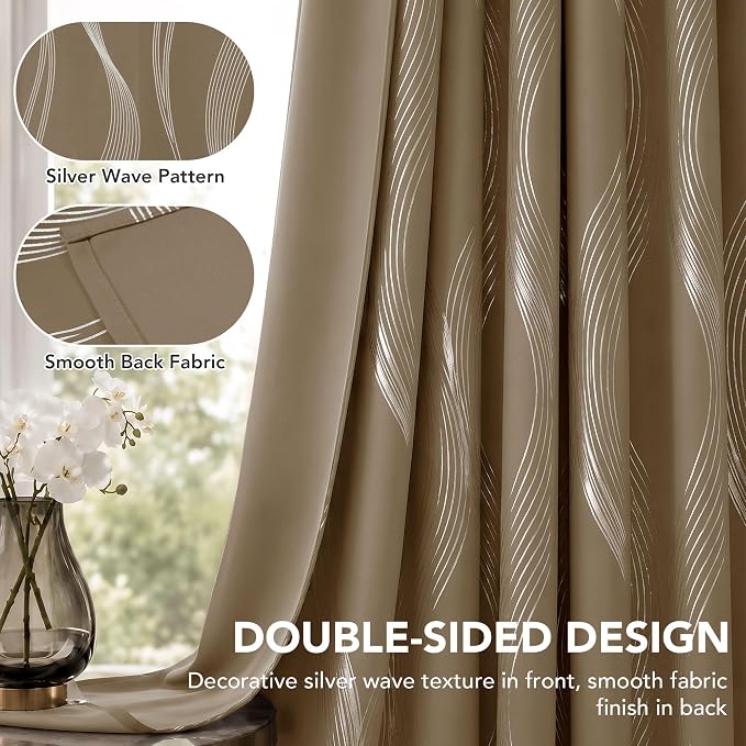 Deconovo Curtains for Living Room, Pattern Blackout Curtains 84 Inches Long | - Image 2
