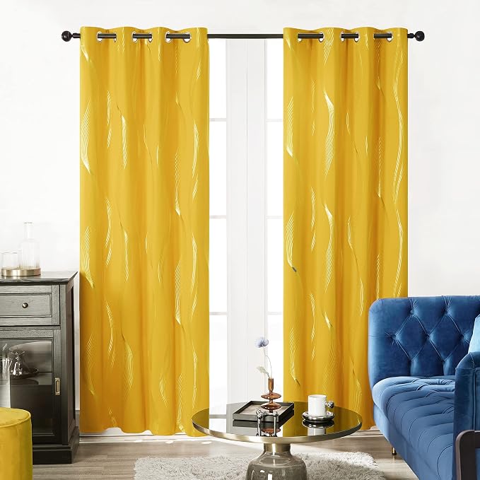 Deconovo Curtains for Living Room, Pattern Blackout Curtains 72 Inches Long | - Image 2
