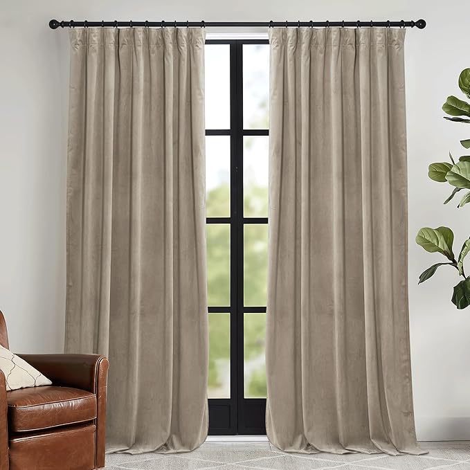 RYB HOME Velvet Curtains 102 inches Long, Extra Long High Ceiling Curtains | by RYBHOME
