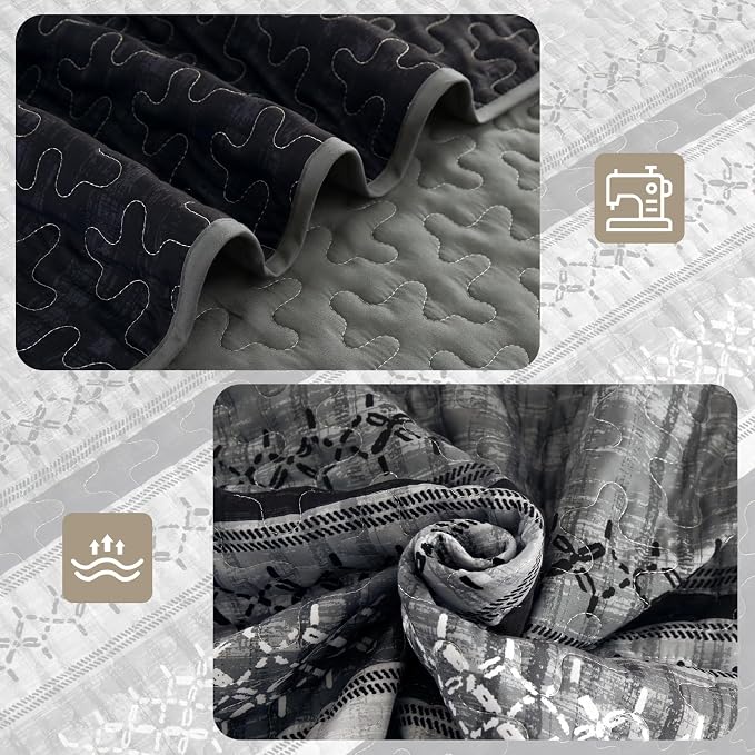 Cottolester California King Quilt Bedding Set, All Seasons Microfiber Boho - Image 5
